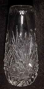 Cut crystal fan and star pattern bud vase