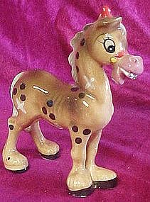 Kreiss ceramic silly horse figurine, rhinestone teeth