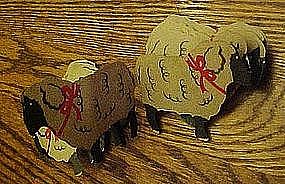 Vintage paper cutout sheep, joined together, foldout