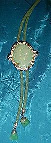 Large Jade bolo tie with real jade tips