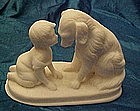 Child and dog, salt / alabaster figure