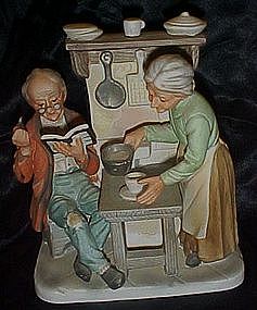 Lefton old man and woman in kitchen figurine, rare