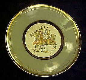 Art of Chokin porcelain plate, ancient warriors