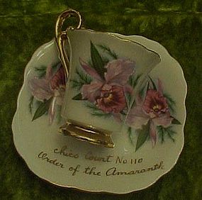 Order of the Amaranth orchid demi cup and saucer