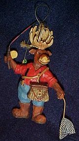 Fisherman moose Christmas ornament for the Sportsman