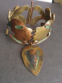 Casa Maya Mexico Copper Brass Enamel Kiss Bracelet