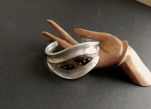 William Spratling Sterling Silver Tortoise Cuff Bracelet Taxco Rivets