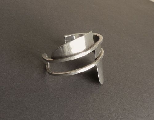 Vintage Henry Steig Modernist Sterling Silver Geometric Cuff Bracelet
