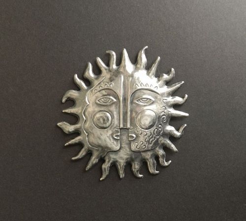 EMAUS MCM Large 4 1/4" Sterling Sun Brooch Pendant Eagle #3 Mexican