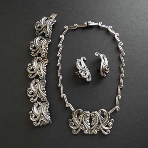 Margot de Taxco Sterling Necklace Bracelet Earrings  #5127 Eagle 16