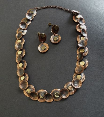 Winifred Mason Chenet d'Haiti Mixed Metals Necklace & Earrings Signed