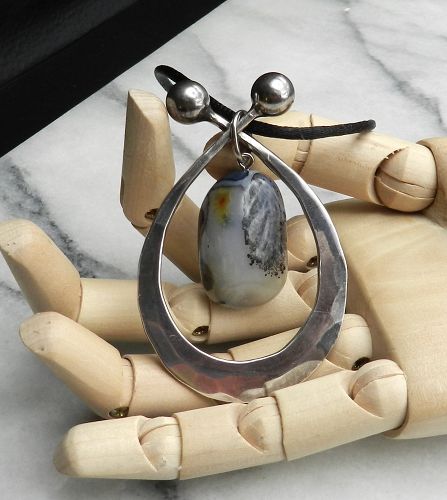 Anna Greta Eker Norway Plus Designs Hammered Sterling Pendant Necklace