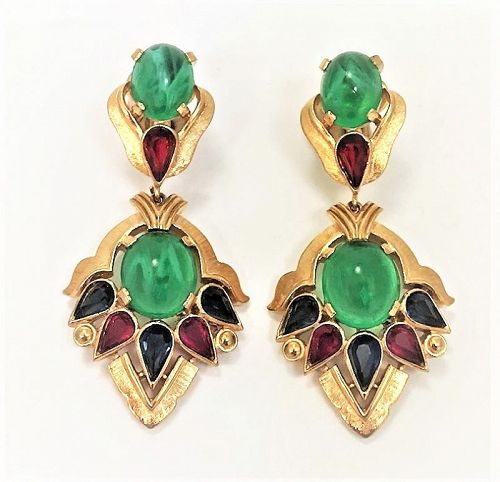 Trifari Second Generation “Jewels of India” Moghul Earrings