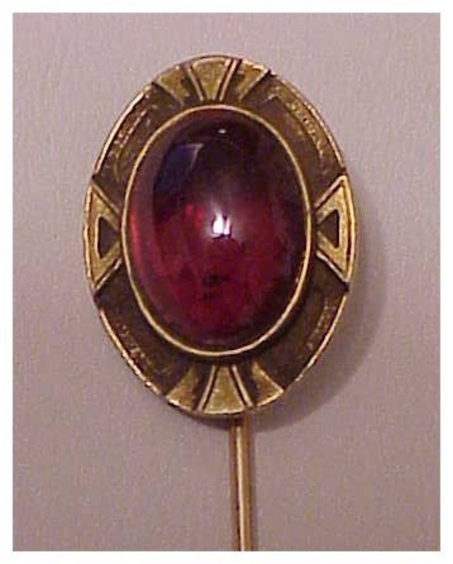 14K Art Nouveau Garnet Stickpin  (2 1/2&quot;)