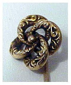 14K (tested) love knot stickpin / scarf pin