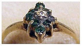 10K yellow gold emerald & diamond center stone (size 6)