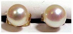14K white gold pearl earrings