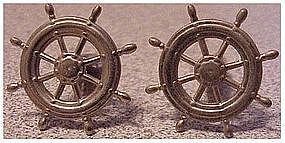 Ships Wheel cuff links / cufflinks silver tone