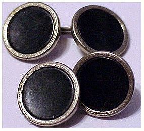 Swank silver tone and onyx colored center cufflinks