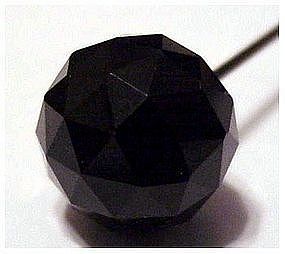 Victorian faceted French jet ball 7 1/2" hat pin