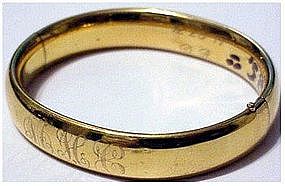 Gold filled hinged bangle bracelet (Initials) 1/2" wide
