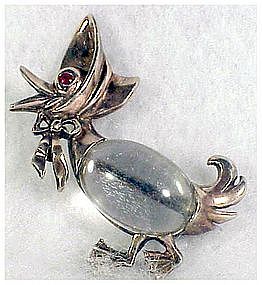 Norma sterling jelly belly grandma duck wearing hat pin