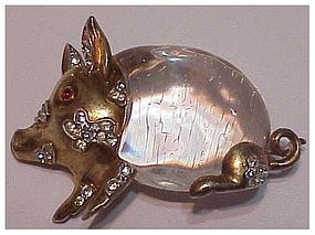 Trifari sterling 'Alfred Philippe' jelly belly pig pin