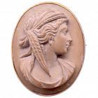 Brooch, Cameo carved C1850 Lava Putty Cameo Brooch of Demeter