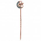 9K Sun Moon and Star Turquoise and Pearl Stickpin HM 1902