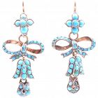 Victorian Turquoise Flower and Bow Earrings