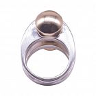 C 1970 Pierre Cardin 14k and Sterling Silver Modernist Circle Ring