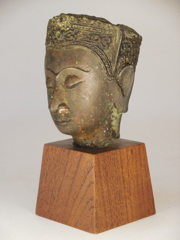 Thai, Ayutthaya Period Bronze Head Of A Bodhisattva