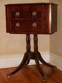 Fine Late Federal Classical Mahogany Pedestal Work Table, Circa 1820