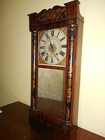 American Shelf Clock with Wood Works by Jerome's & Darrow, Bristol CT