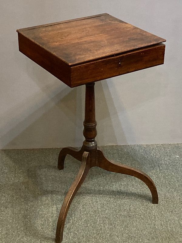 An Elegant Late Federal Spider Legged Work Table, Original Surface