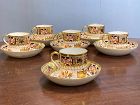 Late 18th C. Spode Porcelain Imari Pattern Cans & Saucers, Set Of Six