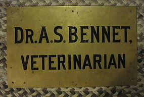 Fab Circa 1900 Brass Veterinary Sign Doctor Bennet