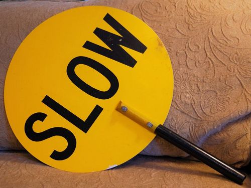 1964 School Crossing Guard Hand Held Double Sided STOP and SLOW Sign