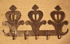 Late 19thC Stylized Heart Flower Handcut Iron Utensil or Clothing Rack