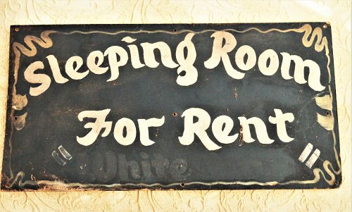 C1930s SEGREGATION Sign "Sleeping Room For Rent " "WHITE ONLY"