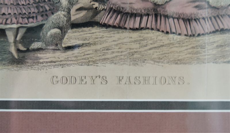 1863 Antique Framed Women's Fashion Print from Godey's Lady's Book