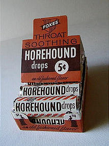 FOXES Throat Horehound Drops Pharmacy DrugStore Display