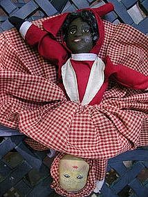 Wonderful 1901 Patent Albert Bruckner Black/White Topsy Turvy Doll