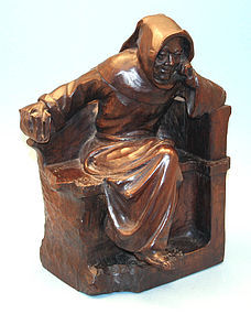 Antique Carved Oak Statue of a Monk