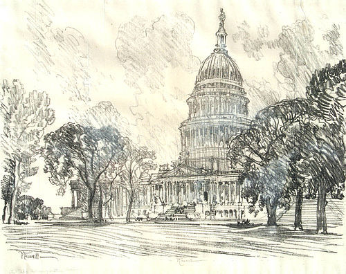 Rare View of the Capitol by  Joseph Pennell