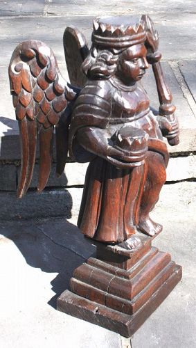 Antique Carved Wooden Angel
