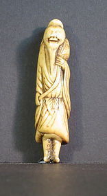 Chinese carved stag antler wise man toggle 18th Century