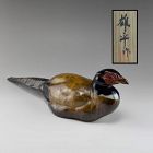Antique Japanese Pheasant Okimono by Ogawa Yuhei