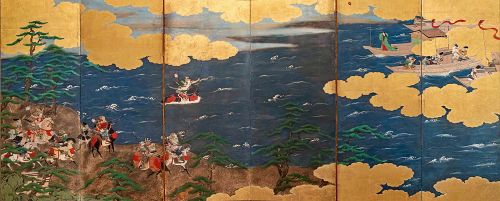 Japanese 6-Panel Screen - Genpei War 18th Century
