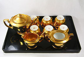 Japan. Noritake porcelain dessert set. gold.